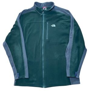 The North Face XXL Olive Green Gray Full Zip Fleece Jacket